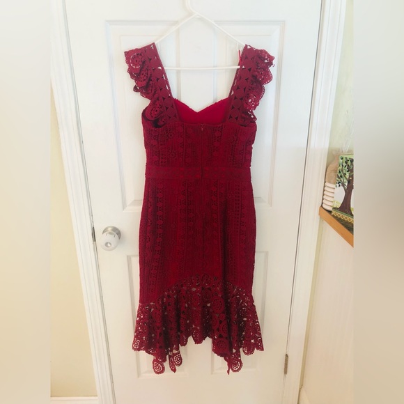 TWO SISTERS THE LABEL MAROON RED LACE MIDI DRESS - Picture 7 of 9